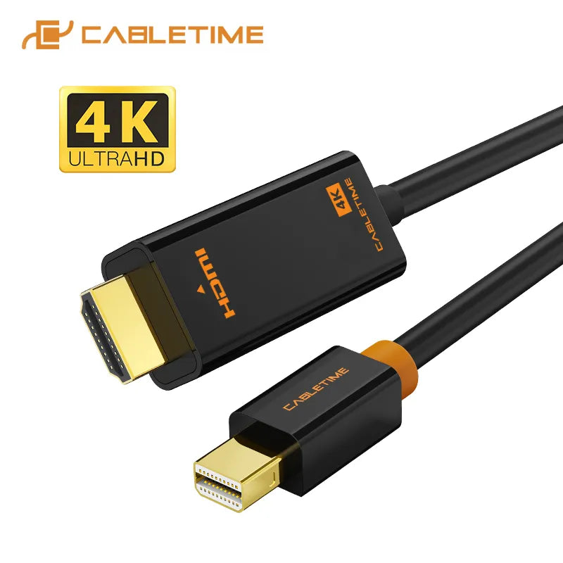 CABLETIME Mini DP to HDMI Cable HD Displayport Thunderbolt 2 Cable 1080P for Laptop Macbook TV C054