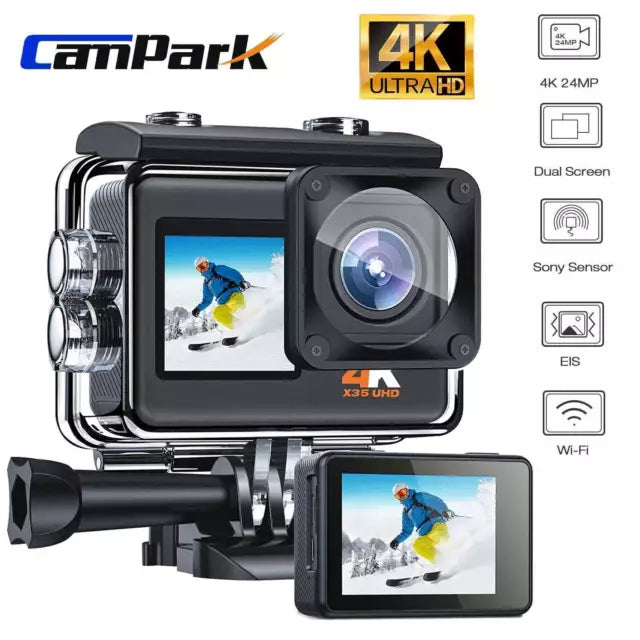 Campark X35 Action Camera 4K 24MP Wi-Fi Underwater Waterproof Camera 40M with Dual Screen