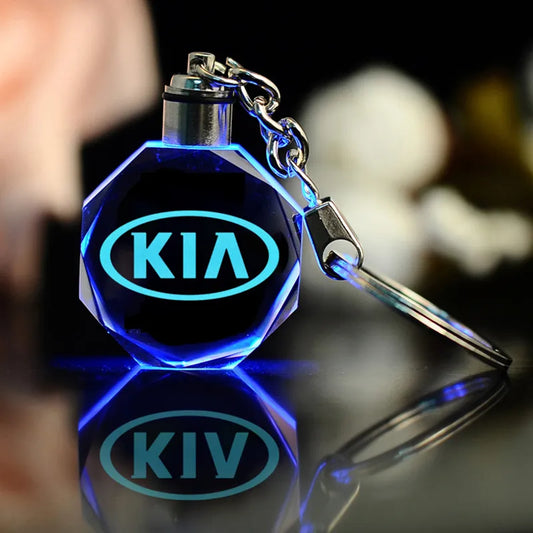 Kia Car Logo Crystal Keychain Crystal Gift Decoration Crafts 6 Colours Auto Change