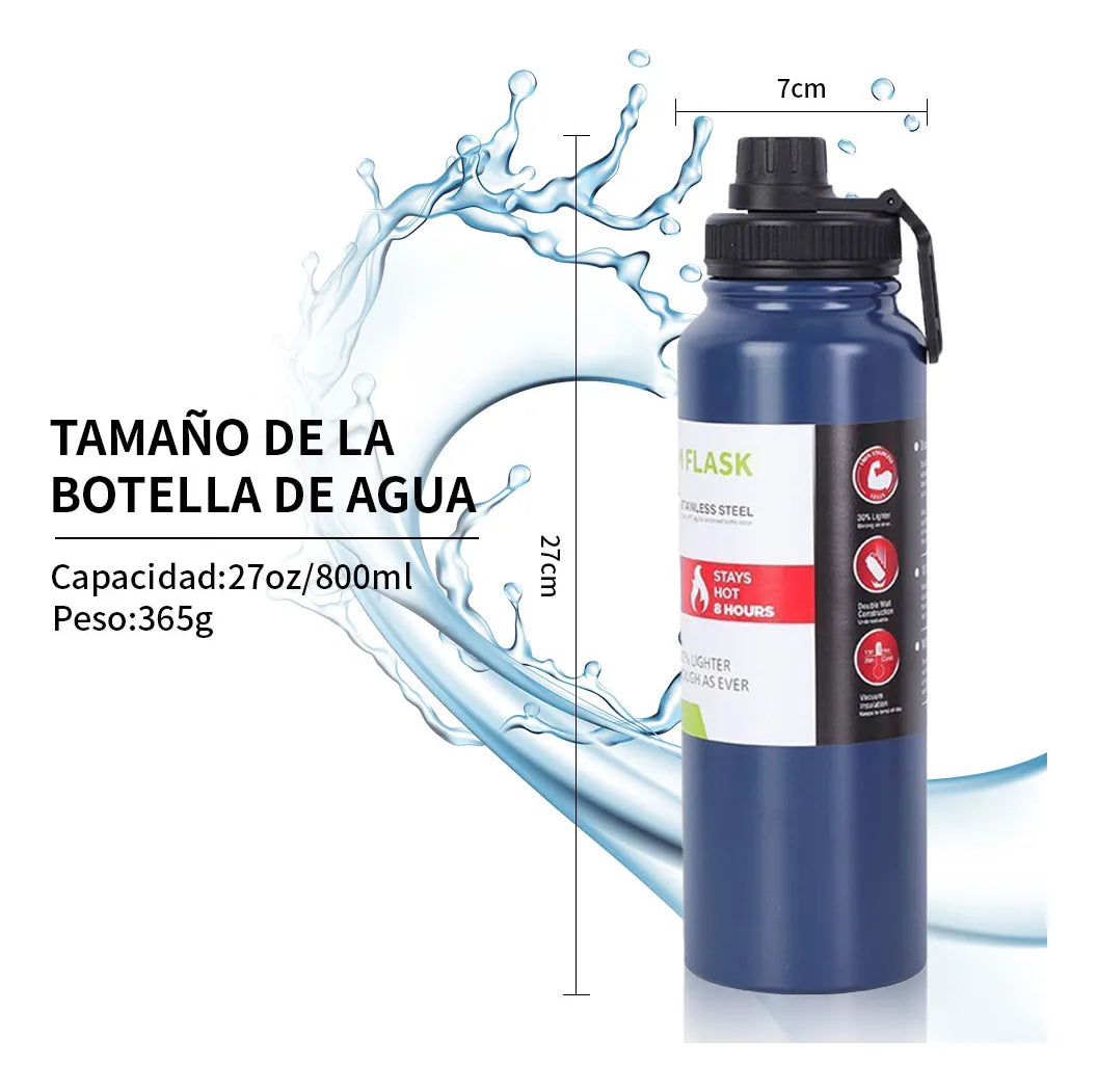 800ml Stainless Steel Leak-Proof Thermal Water Bottle with Infuser and Handle for Hot or Cold Water, Ideal for Gym, Training, and Walking