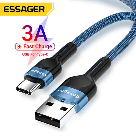 Essager USB Type C Cable For Samsung Xiaomi 3A Fast Charging Mobile Phone Charger Data Wire Cord