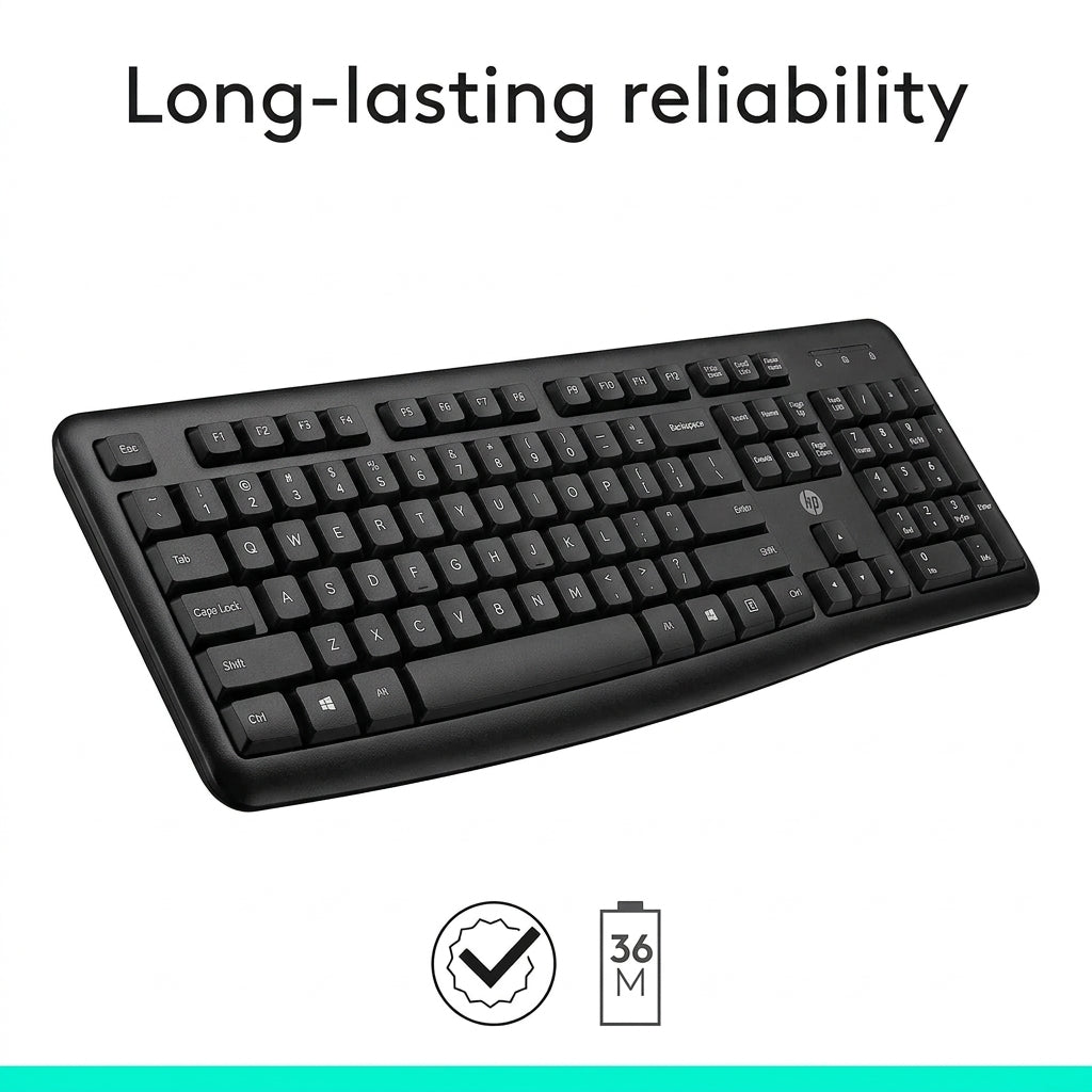 Logitech MK345 Full Size Wireless Keyboard and Mouse Combo - Black Full size keyboard with integrated palm rest, compact right handed mouse, connect via single included USB-A Nano Receiver