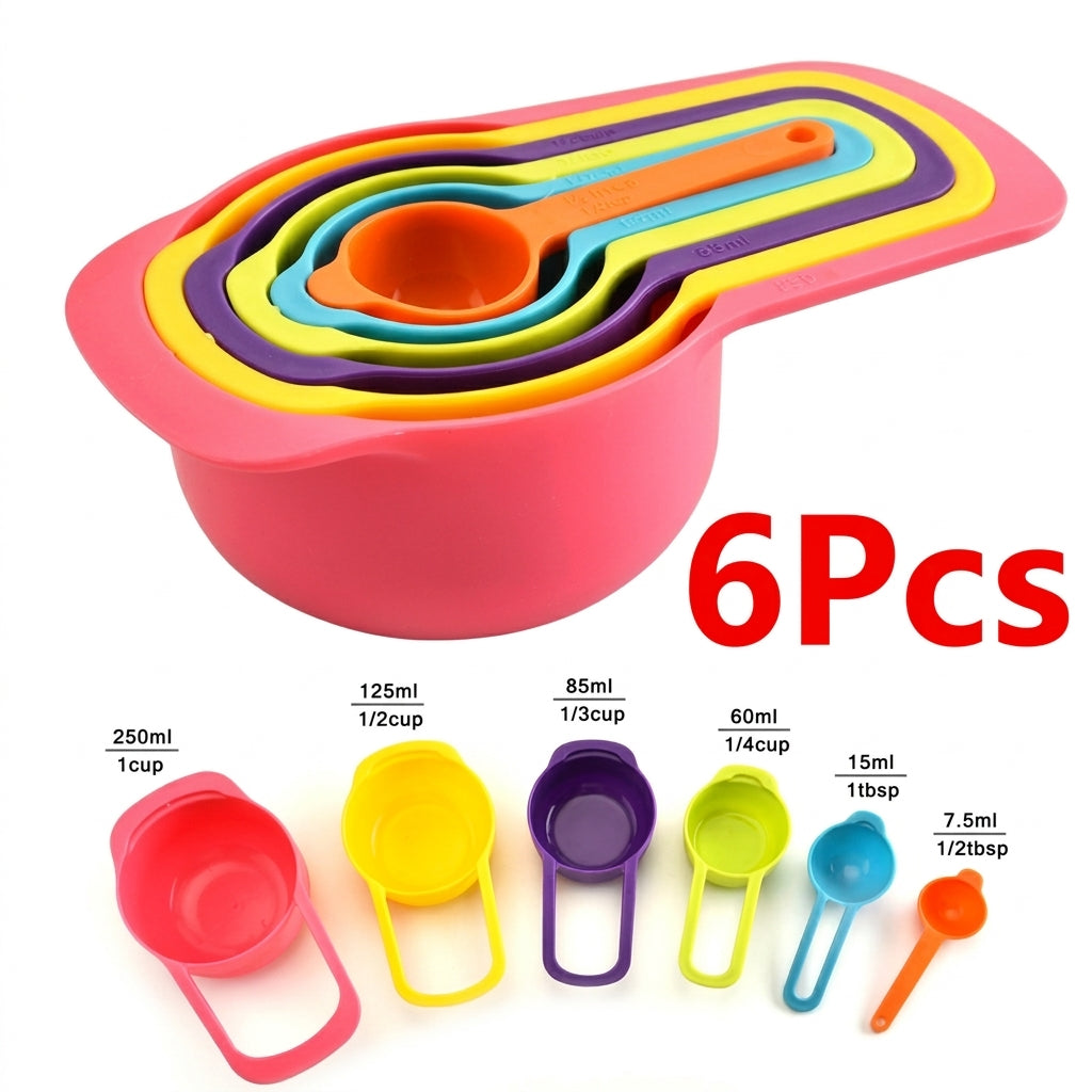 Measuring Spoons Set of 6 - Plastic Professional Measuring Cups and Spoons Tool Set for Cooking & Baking - Home Kitchen Gadget Tool & Utensils for Dry & Liquid Ingredients Measurement