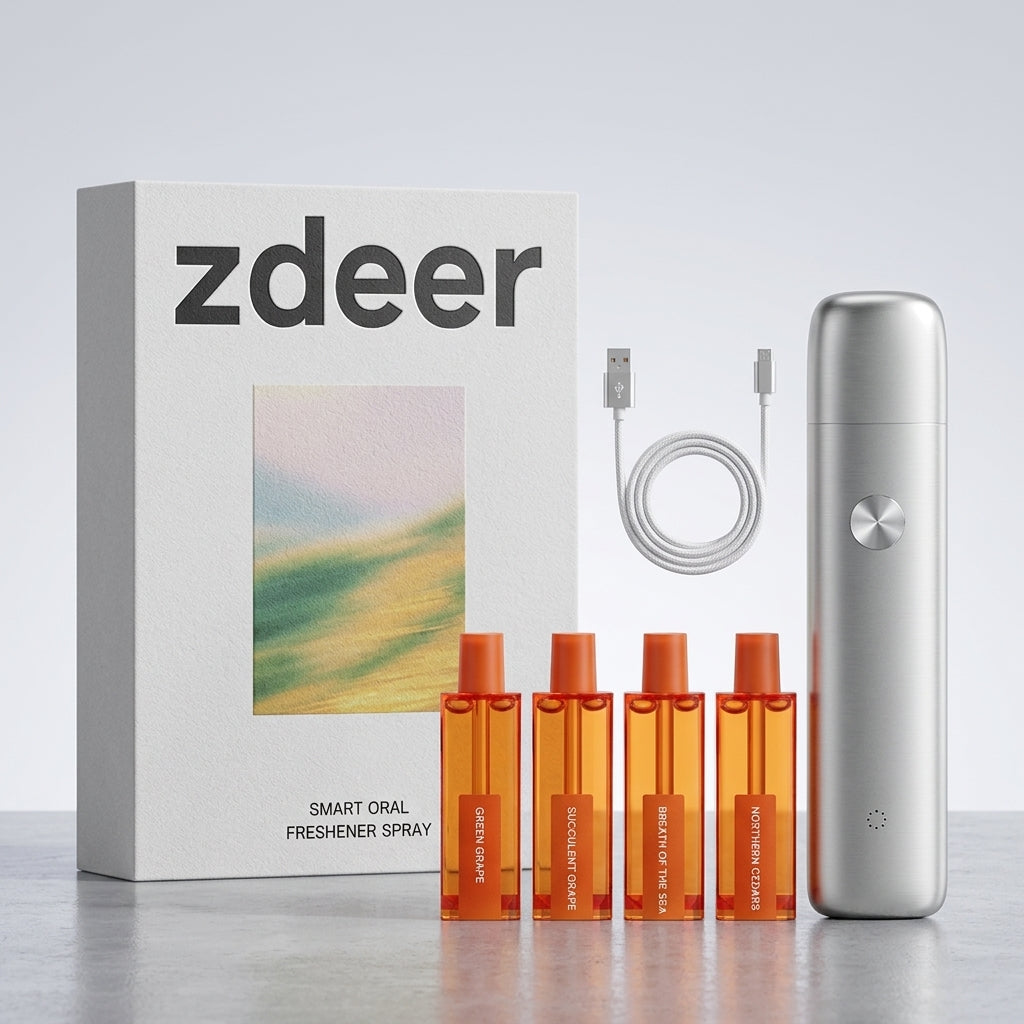 ZDEER PW13 Electric Cool Breath Spray, Probiotic Mouth Spray, Oral Spray Alcohol-Free for Fresh Breath & Dry Mouth,Rechargeable, with Flavor Cartridges, Travel Size, Ideal for Dating Office Daily Use