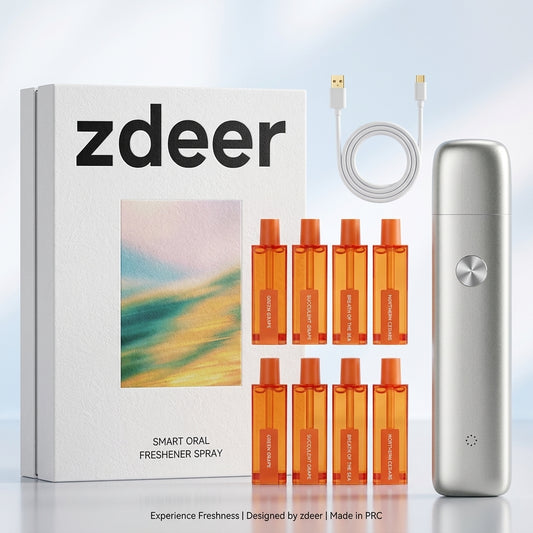 ZDEER PW13 Electric Cool Breath Spray, Probiotic Mouth Spray, Oral Spray Alcohol-Free for Fresh Breath & Dry Mouth,Rechargeable, with Flavor Cartridges, Travel Size, Ideal for Dating Office Daily Use