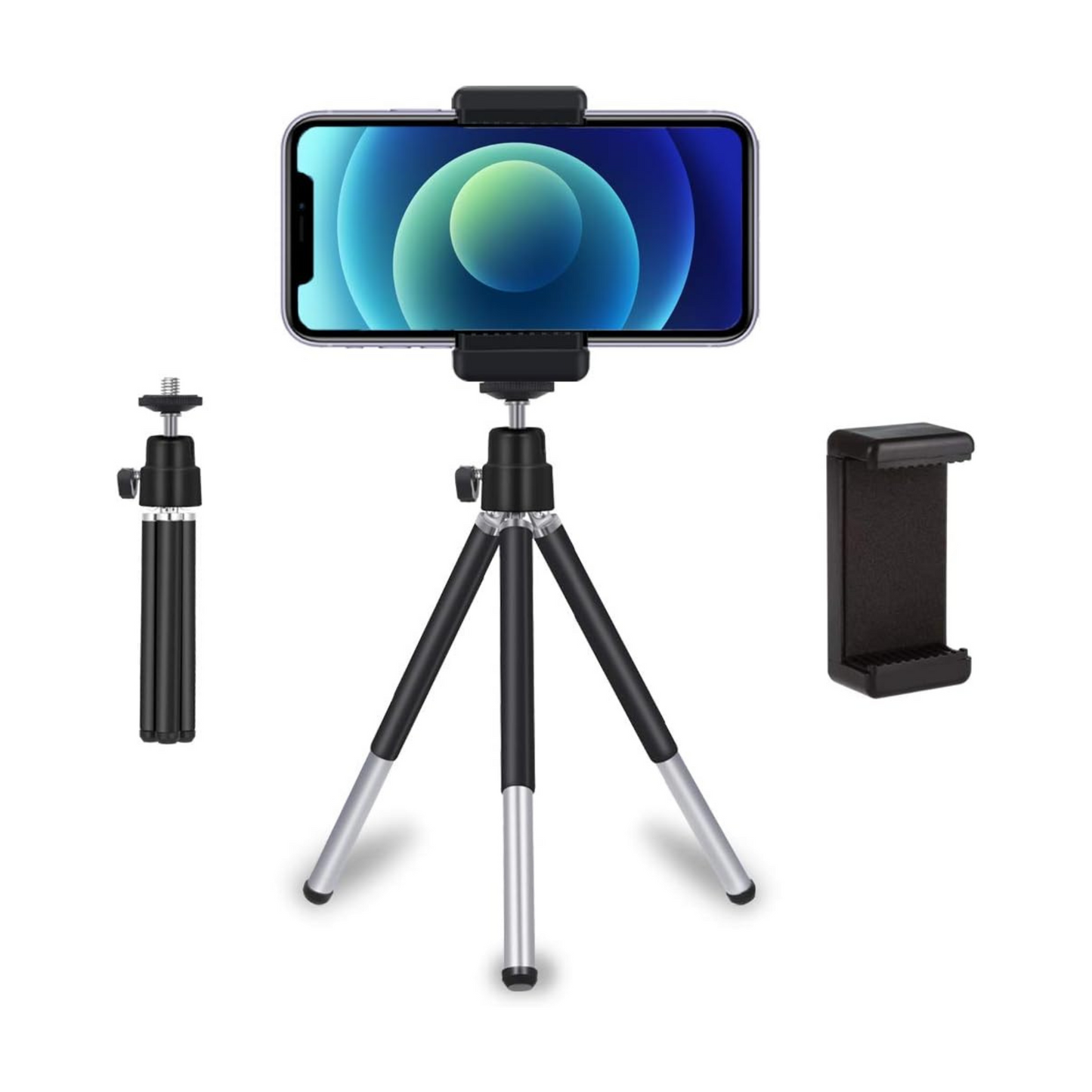 Lightweight Mini Webcam Tripod for Smartphone/Web Camera with Cell Phone Mount Holder Table Stand for DSLR Cameras Compatible with iPhone & Android Phone