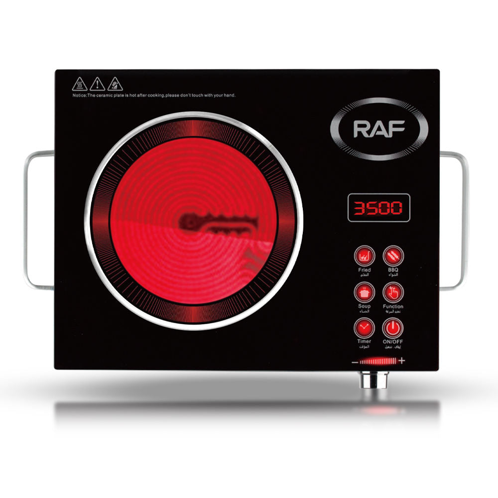 RAF 3500W Single Infrared Cooker Hot Plate for Cooking, with Adjustable Temperature & Stay Cool Handles, Suitable for Office/Home/Camp Use, Compatible for All Cookwares