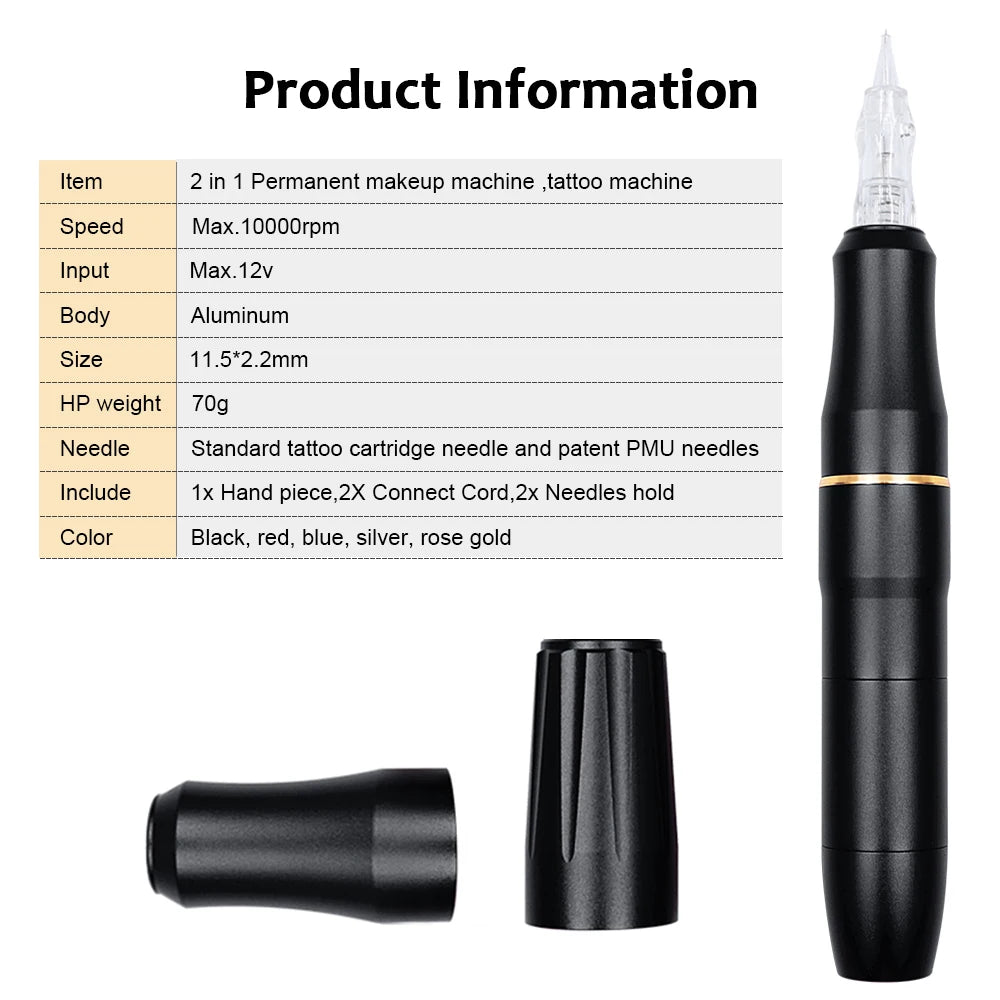 Tattoo Permanent Makeup Machine Pen Double Head Pen Eyebrow Machine for Permanent Makeup Lips Eyeliner Permanent Makeup Machine