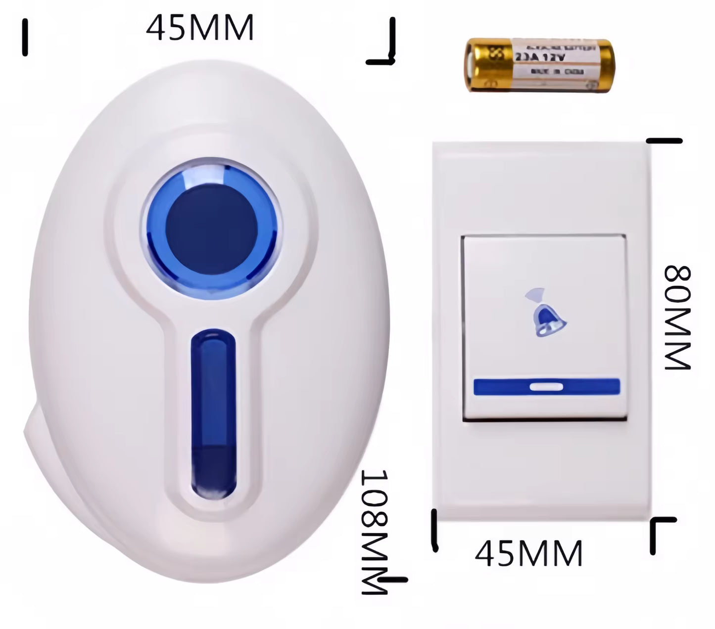 NWZ NZ-183 Mini Doorbell Door Chime Kit with Multiple Ringtones Receiver Transmitter Wireless Doorbell with up to 30M Wireless Range Battery Operated for School Home Office Hotel