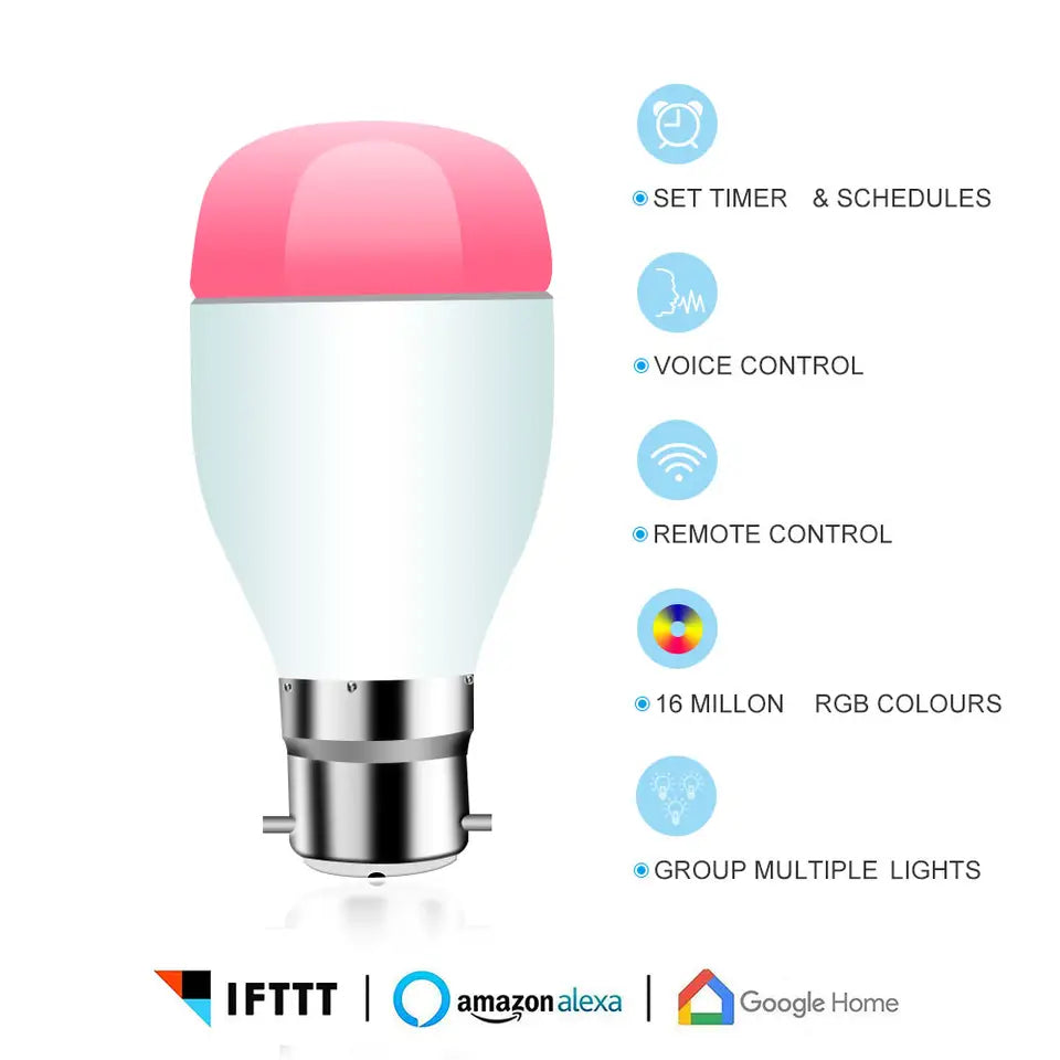 Lingan Smart Home Automation Tuya WiFi Light Bulbs By ESP8266, Work with Alexa Google Home For Indoor Lighting