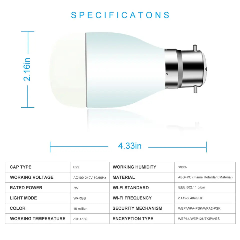 Lingan Smart Home Automation Tuya WiFi Light Bulbs By ESP8266, Work with Alexa Google Home For Indoor Lighting