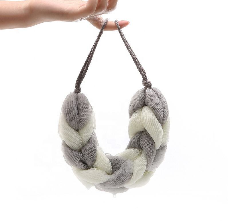 4 Packs Long Stretch Back Sponge with Rope Handles Back Scrubber Bath Shower Mesh Sponge Exfoliating Body Scrub Stretch Braided Loofah for Men and Women