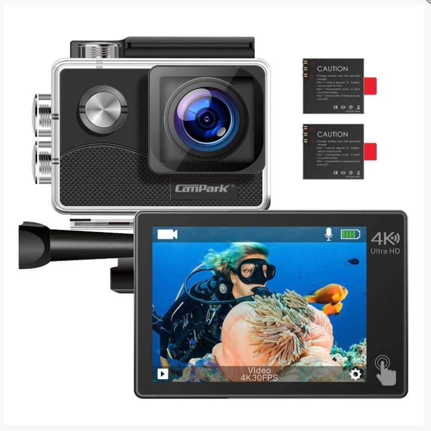 Campark X15 4K Action Camera with Touch Screen EIS Anti-Shake WiFi Waterproof Cam 30m Underwater with Mount Accessory Kits