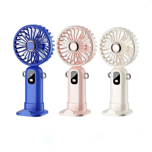 Handheld Fan, Mini Portable Fan USB Rechargeable, Small Pocket Fan 5 Speeds with Lanyard and Base, Built-in 1200mAh Battery USB Desk Fan Foldable for Office, Outdoor, Home, School