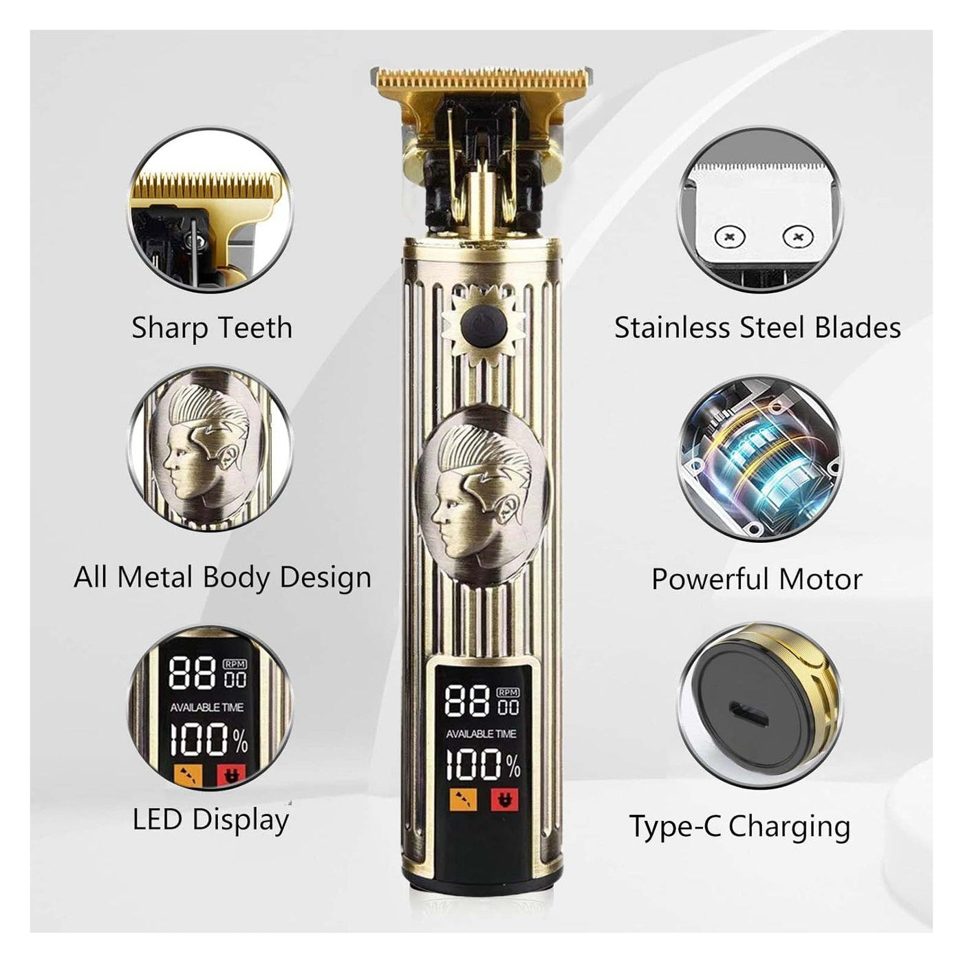 DALING DL-1676 Professional Hair Clipper, Electric Beard Trimmer Mens Hair Clippers Cordless with LCD Screen Sharp Titanium Precision Trimmer Haircut for Families and Barber