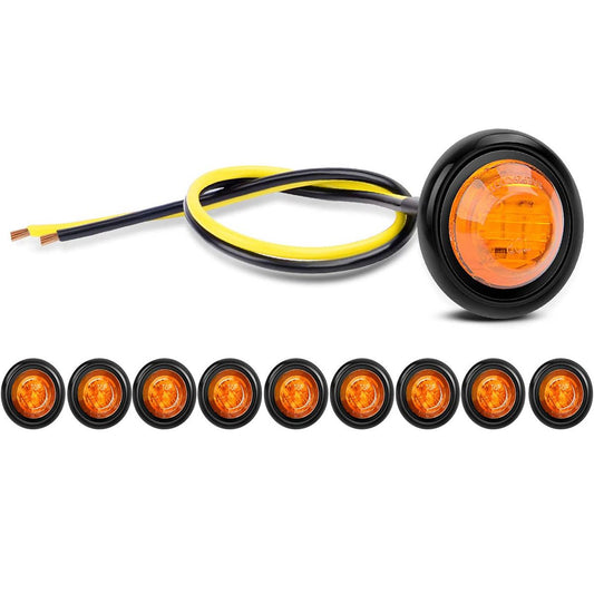 10 Pcs 3/4" Round LED Underbody Rock Front Rear Side Marker Indicators Light Waterproof 12V for Car Truck Trailler Pickup ATV Boat Light, Pack of 10