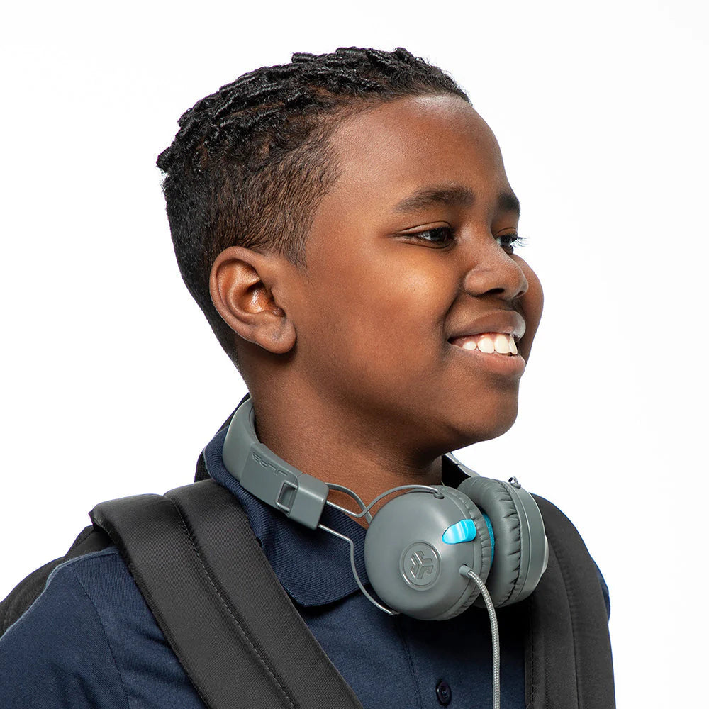 JLab JBuddies Learn On-Ear Kids Headphones, Retractable Boom Mic, Built-in Volume Regulators for Safety, Folding, Adjustable, Great for Schooling Homework and Virtual Classes