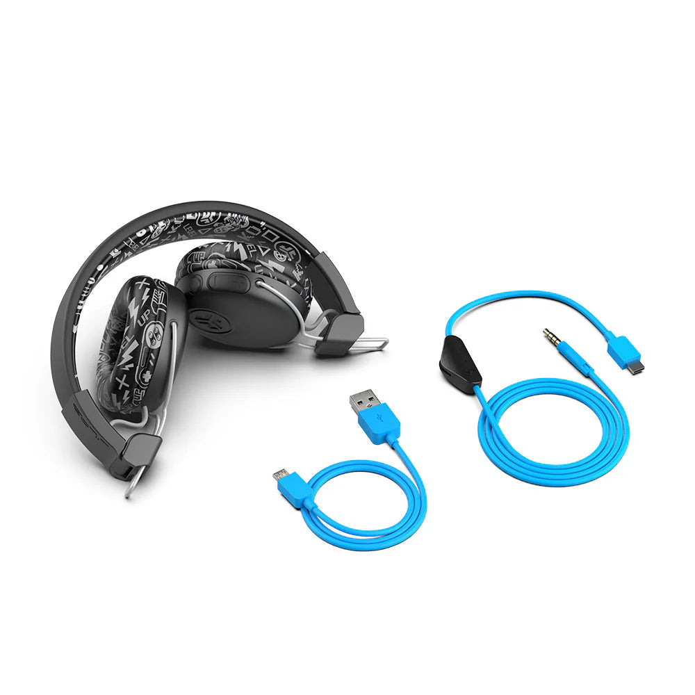 JLab JBuddies Play Gaming Headset, Wireless Headphones, 22+ Hour Bluetooth Playtime on Mobile, Volume Safe, Cable for Gaming PC, Console, Retractable Mic, Quick Mute