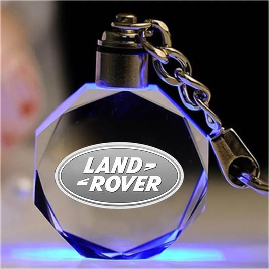 Land Rover Car Logo Crystal Keychain Crystal Gift Decoration Crafts 6 Colours Auto Change