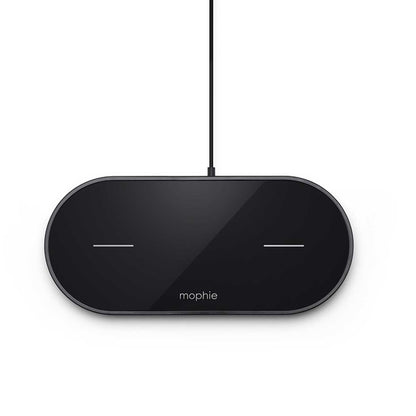 Mophie Dual Universal Wireless Charging Pad - Works with Qi-Certified Devices, Fast Charge for Galaxy, Pixel, iPhone, AirPods, and Extra USB-A Port for Apple Watch (7.5 Watt)