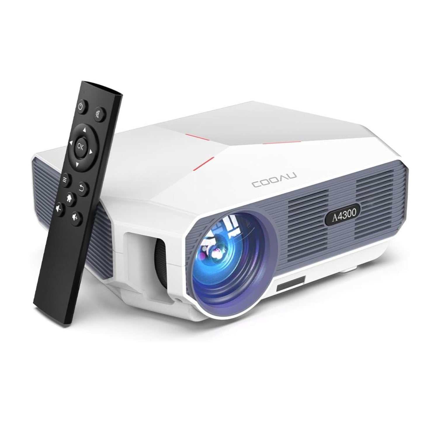 Projector, COOAU A4300 5500 Lumens Home Video Projectors, Support 1080P and 200" Screen Playing with Hi-Fi Speakers, Compatible with TV Stick/Phone/Laptop/DVD Player