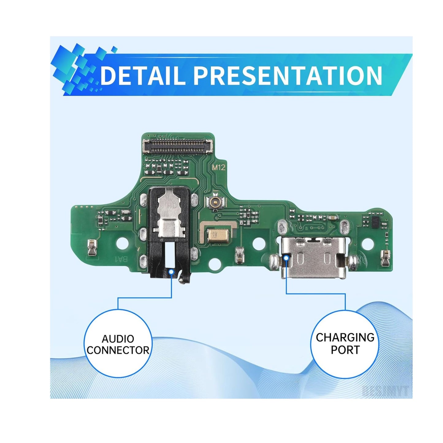 for Samsung Galaxy A20s Charging Port Replacement USB Charger Dock Type-C Connector Flex Cable Board with Microphone Jack Headphone Mic Port Repair Fix for SM-A207F