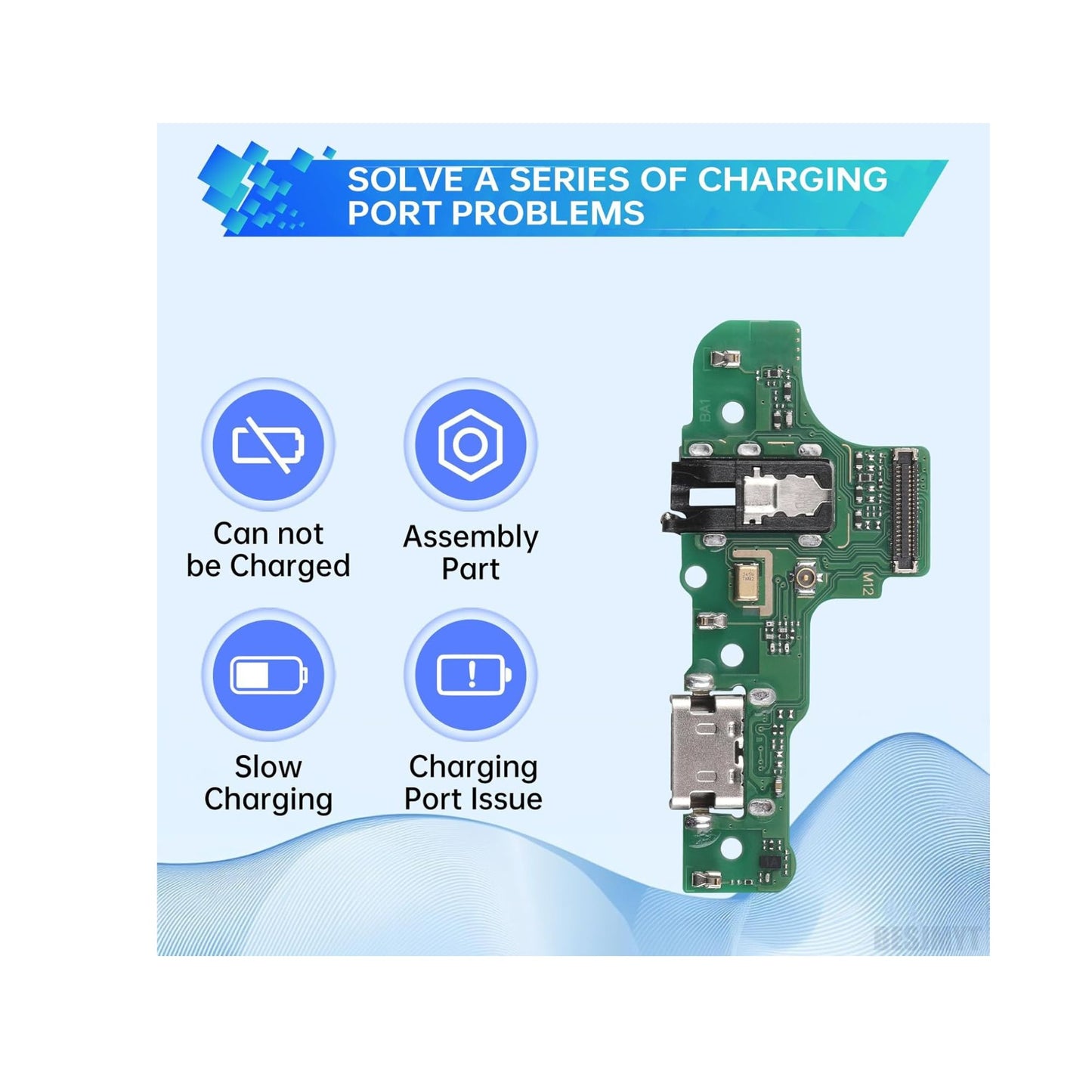 for Samsung Galaxy A20s Charging Port Replacement USB Charger Dock Type-C Connector Flex Cable Board with Microphone Jack Headphone Mic Port Repair Fix for SM-A207F