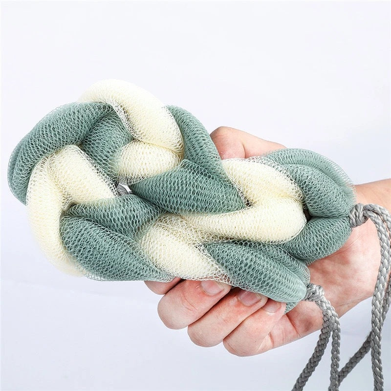 4 Packs Long Stretch Back Sponge with Rope Handles Back Scrubber Bath Shower Mesh Sponge Exfoliating Body Scrub Stretch Braided Loofah for Men and Women