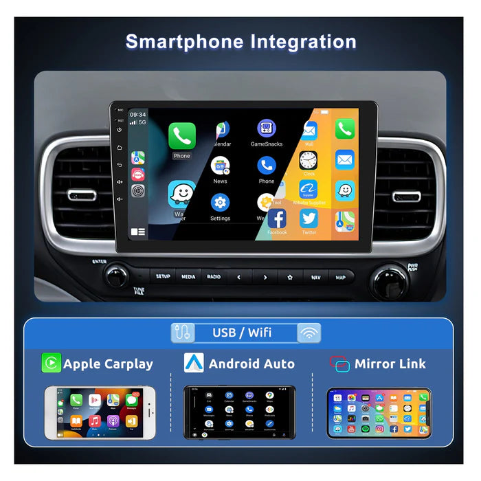 IPS 2.5D 9''Android 13 Car Radio Stereo, 8-core, 6+128GB, with Apple CarPlay & Android Auto&Mirror Link, Support Rear View Camera & Dash Cam Input&Steering Wheel Control