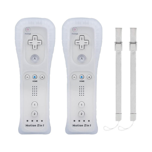 2 Pack Wii Remote Controller with Motion Plus, Wireless Controller for Nintendo Wii and Wii U, with Silicone Case and Wrist Strap, No Nunchucks