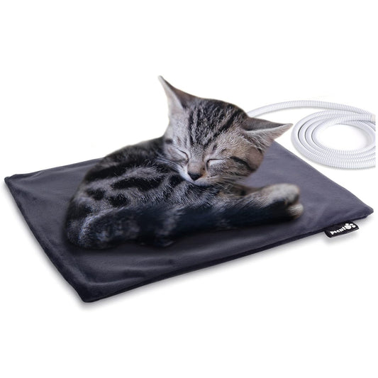 pecute Pet Heat Pad Small 32x40cm, Constant Heating Safe Electric Heated Mat Anti Bite Waterproof with Removable Flannel Cover & Fire Retardant Cotton, Soft Cosy for Puppies Kittens(2 Covers)