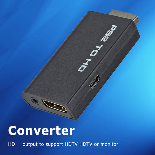 ForPS2 to HDMI-compatible Converter Audio Full HD Video Adapter 480i/480p/576i with 3.5mm Audio Output for All PS2 Display Modes