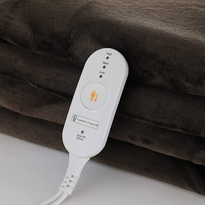 Electric blanket, 180 x 130 cm flannel electric blanket with Automatic switch-off, electric heating blanket, timer function, overheating protection with 3 temperature settings, washable up to 30°c,