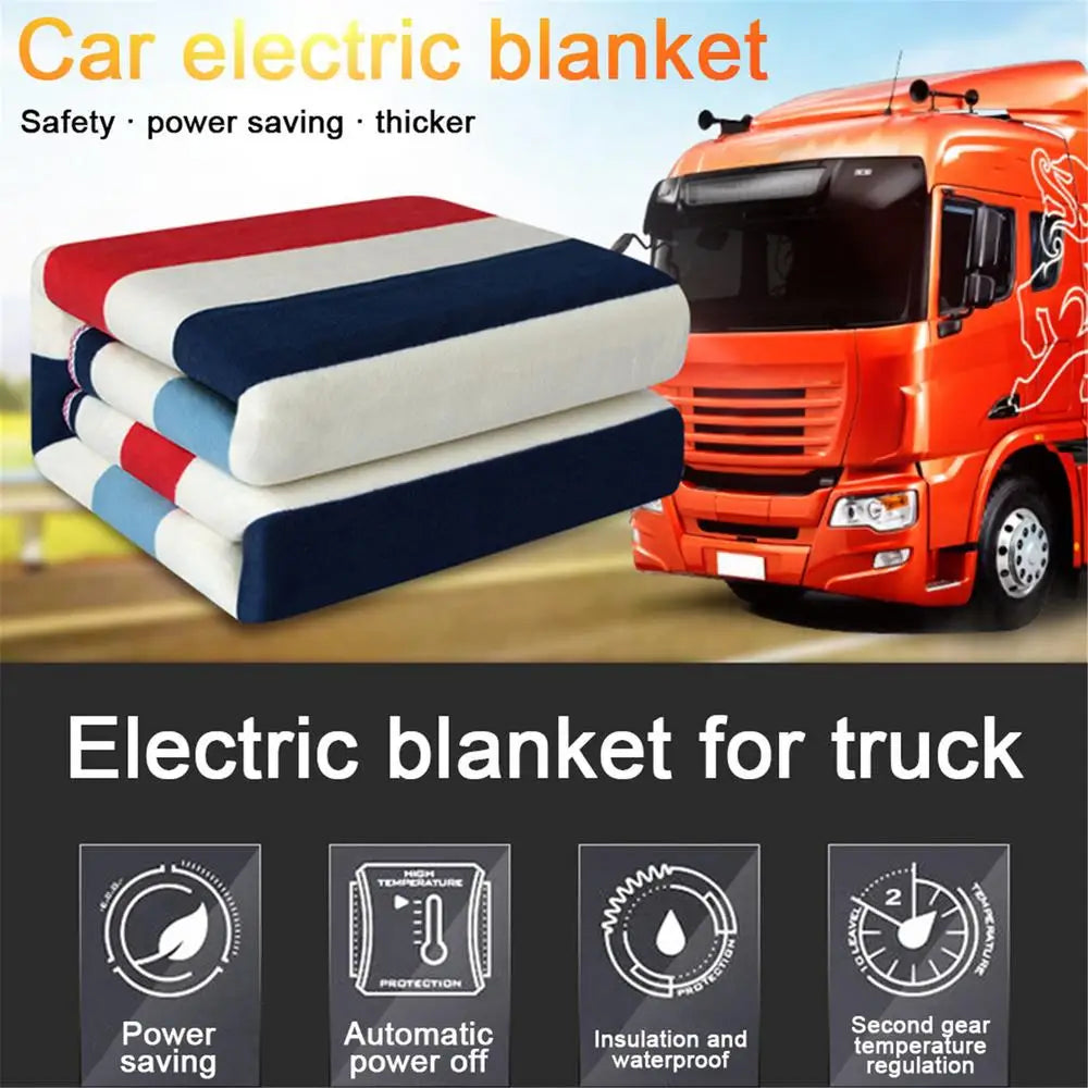 12V Car Electric Blanket - Portable Heated Blanket for Car, Truck, SUV - Double Sizes 120x150cm - Warm Travel Blanket