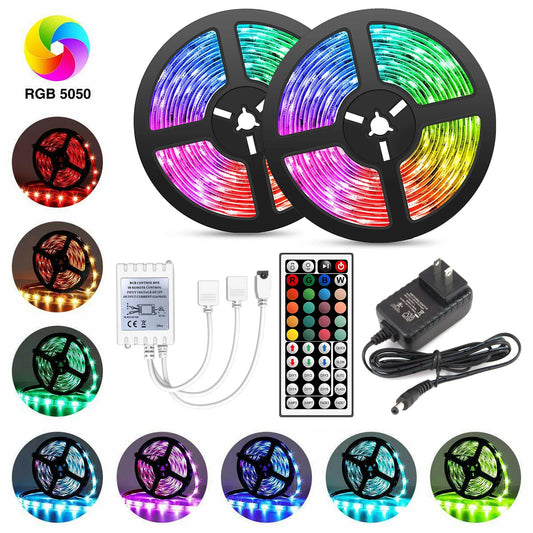 Led Strip Lights 32.8ft 5050 RGB LEDs Music Sync DIY Color Changing Lights Strip with 44 Keys Ir Remote Led Lights for Bedroom, Kitchen, Home Decoration, Living Room