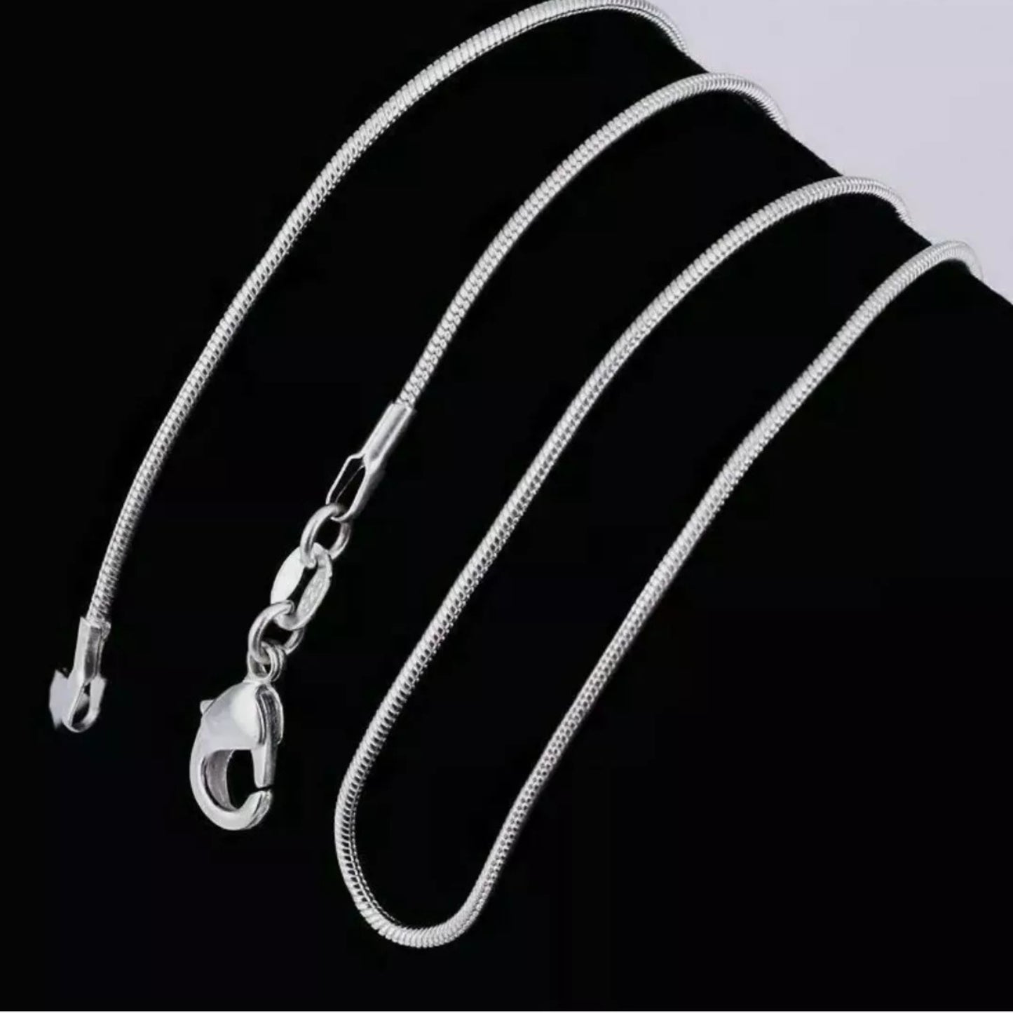 18" inch 925 Sterling Silver Filled Snake Necklace Chain Gift For women, girls