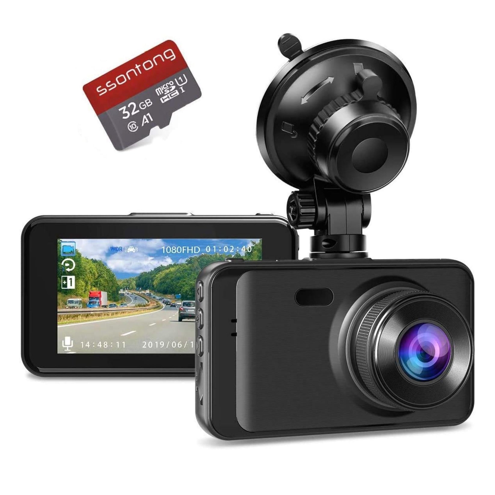 Ssontong A10 Dash Camera for Car, FHD 1080P Dash Cam Front with 32G SD ...