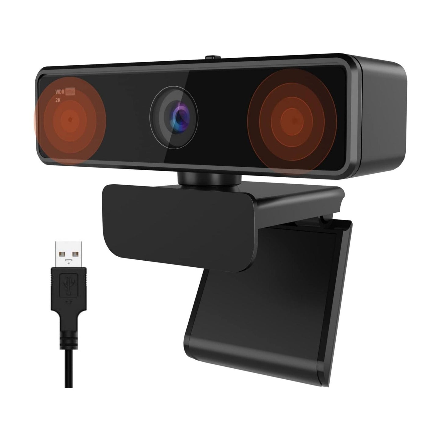 NUROUM 2K Webcam with Microphone, 1080P/60fps, 1440P/30fps, Dual Microphone with Privacy Cover, Wide-Angle USB FHD Web Computer Camera, Plug and Play, for Zoom/Skype/Teams/Webex, Laptop MAC PC Desktop