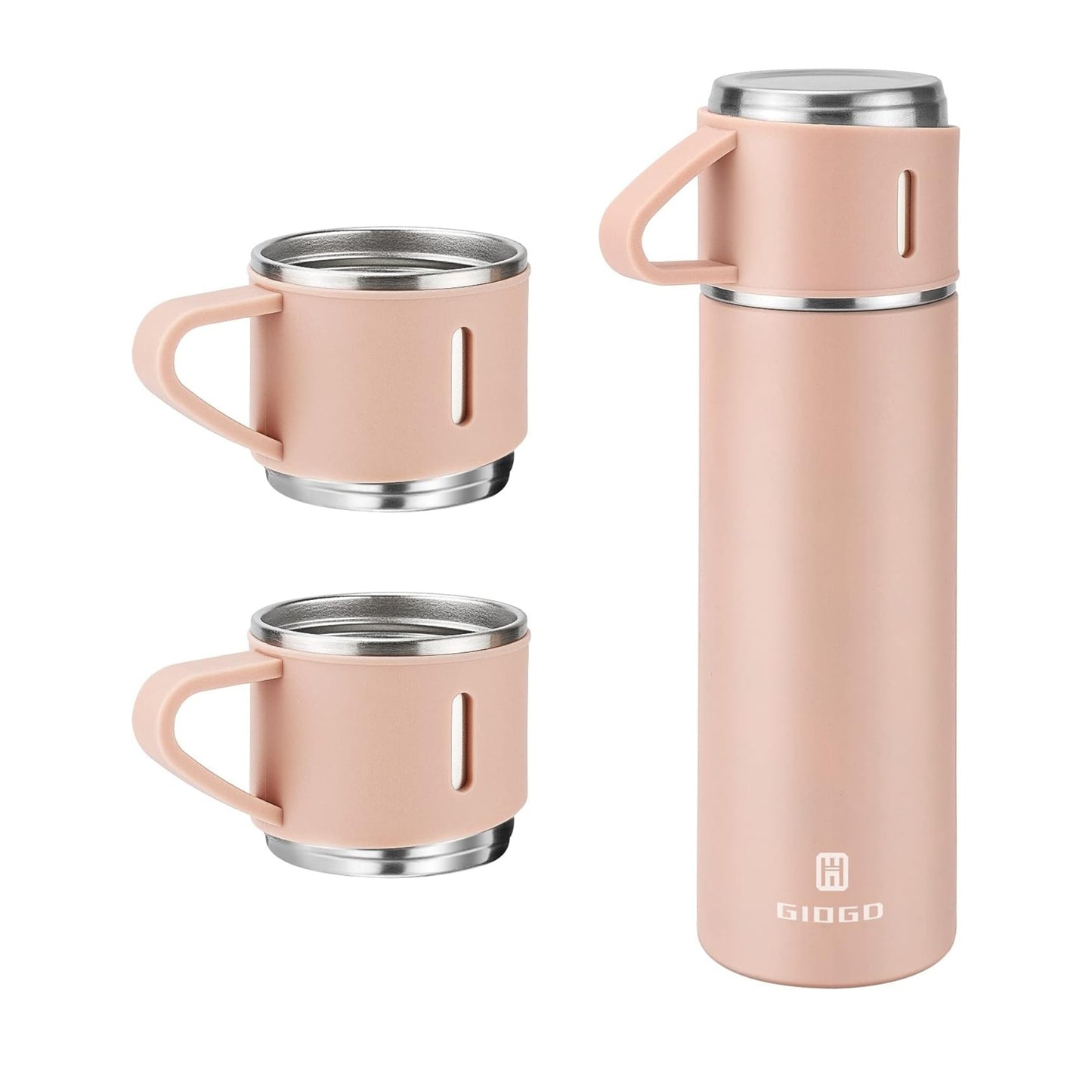 Gift Pack Stainless Steel Vacuum Flask Set with 3 Steel Cups Combo Coffee Hot Drink and Cold Water Flask Ideal Gifting Travel Friendly Latest Flask Bottle for Hot and Cold Drink Flask Bottle 500ml