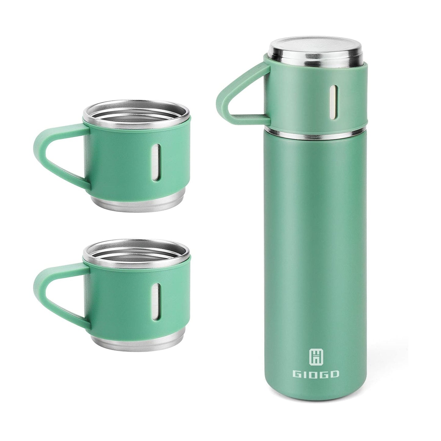 Gift Pack Stainless Steel Vacuum Flask Set with 3 Steel Cups Combo Coffee Hot Drink and Cold Water Flask Ideal Gifting Travel Friendly Latest Flask Bottle for Hot and Cold Drink Flask Bottle 500ml