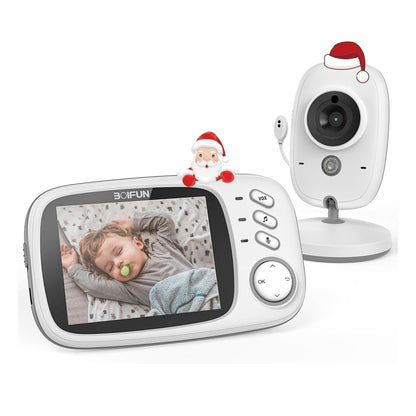 BOIFUN Video Baby Monitor Camera, Night Vision, No WiFi, ECO VOX Mode, 3.2'' Screen, Two-way Audio, Rechargeable Battery, Feeding Reminder, Temperature Monitoring, Smart 8 Lullabies, Elder, Pet, Gift [Energy Class A+++]