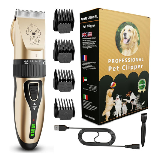 Dog Clippers Professional Grooming Clipper Kit - Rechargeable Low Noise Cordless Pet Clippers - Professional Dog Pet Hair Trimmer Kit for Dogs, Cats and Other Pets