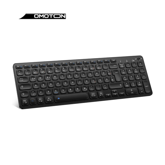 OMOTON Rechargeable Bluetooth Keyboard for MacOS and Windows, Wireless Keyboard for MacBook/MacBook Air/MacBook Pro/iMac/iMac Pro/Mac Pro and Laptop, QWERTZ DE Layout, Business Style, Black