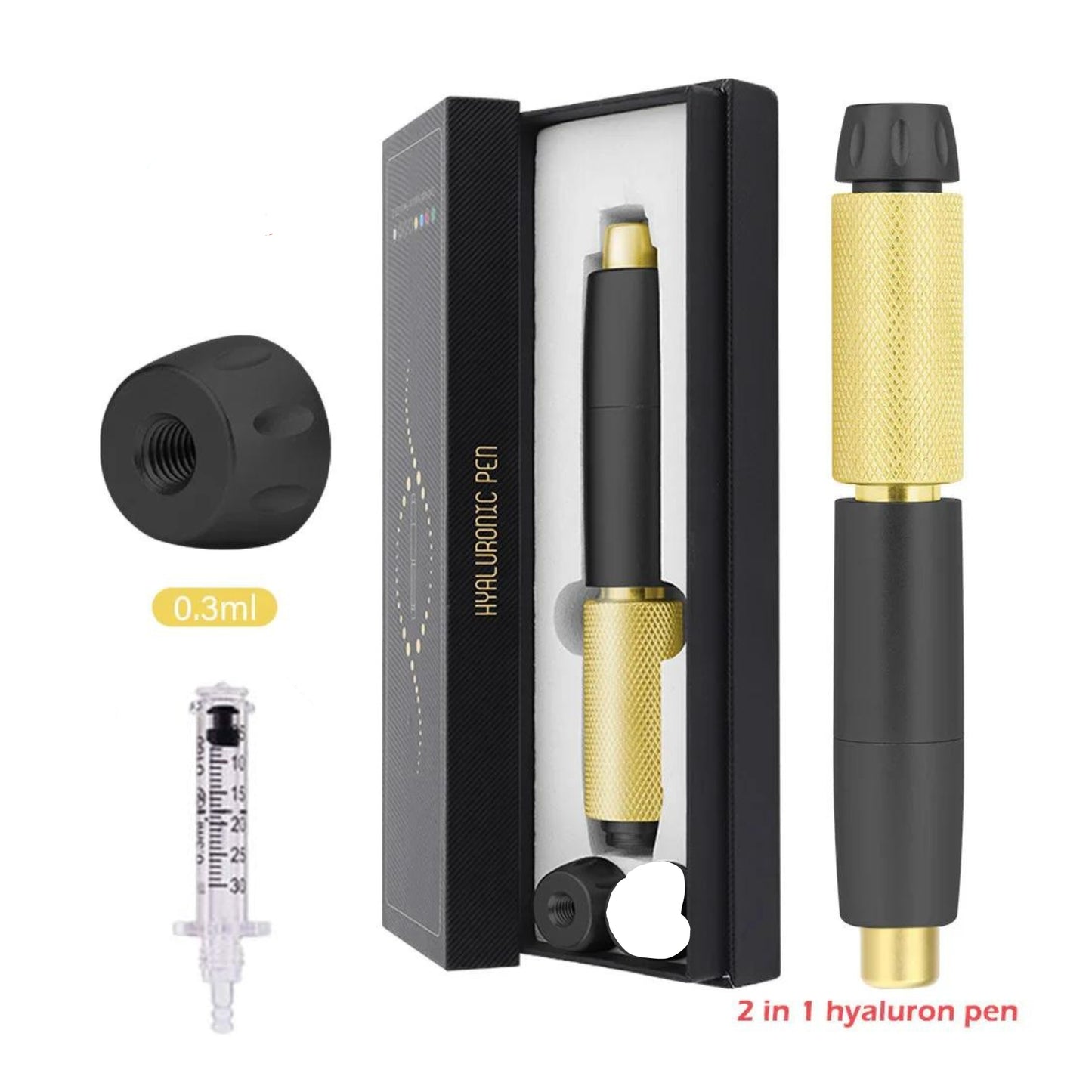 Hyaluronic Acid Anti-Wrinkle Lip Pen 2 in 1 Hyaluronic Acid Pen Meso View Injection Gun (For Lip Filler Injection)(1 Pieces of 0.3Ml Ampoules)