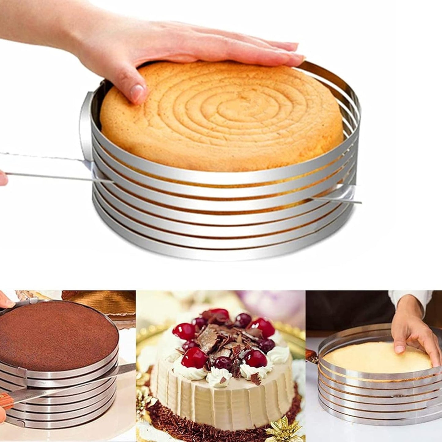 Cake Slicer, Stainless Steel Cake Cutter Leveler 7-Layer 6-8 Inch / 9-12 Inch Cake Cutter Slicer Bread Cutter Ring Or Baking, Cutting And Slicing Cakes