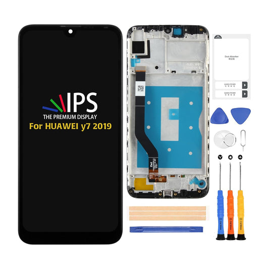 A-MIND for Huawei Y7 2019/Y7 Prime 2019/Y7 Pro 2019 LCD Display Touch Screen Glass Digitizer Dub-LX1 Dub-LX3 Full Assembly with Repair Tool Kits(Black with Frame)