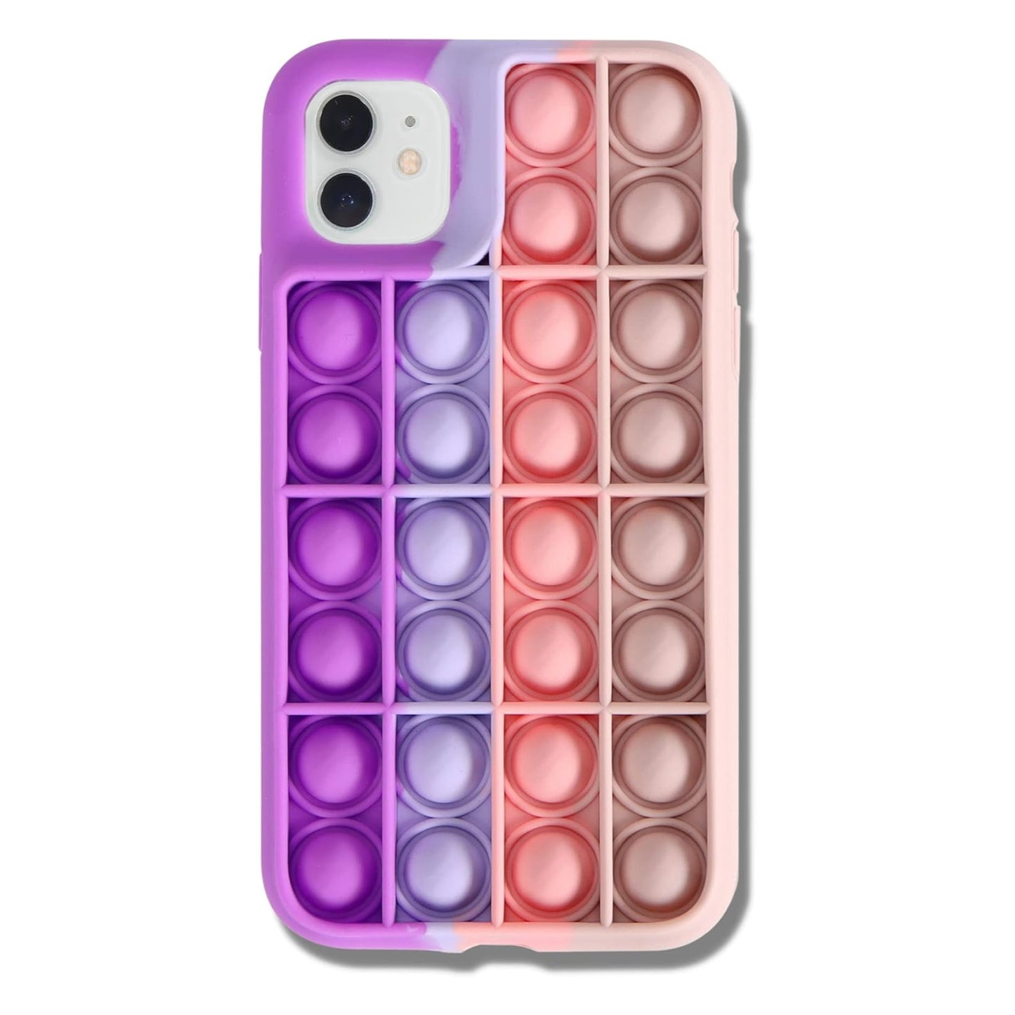 Pop It Phone Case iPhone 11- Fidget Toy and Sensory Push Pop Bubble Case in Pink Purple