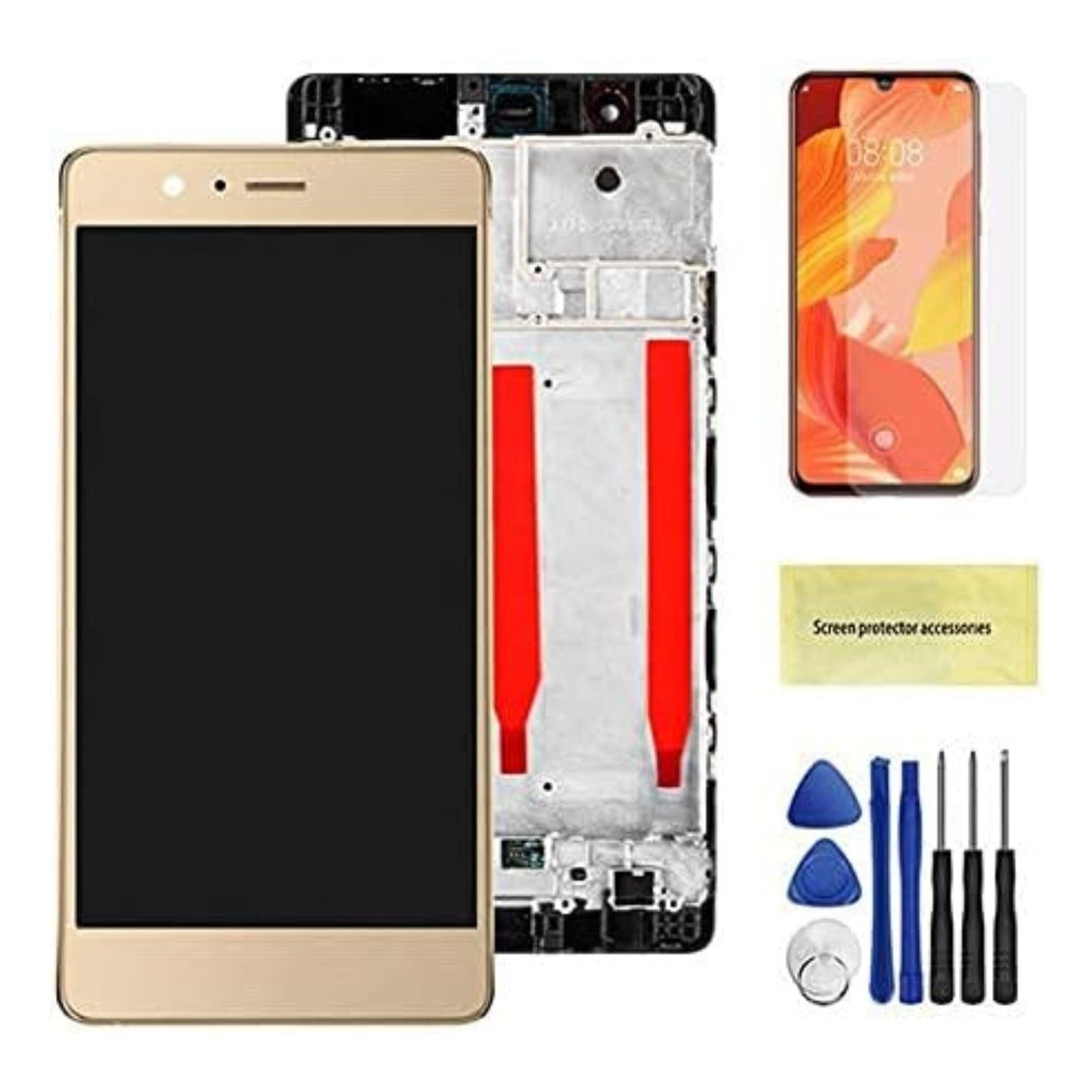 Screen Replacement 5.2'' LCD Fit for Huawei P9 LCD EVA-L09 L19 L29 LCD Display with Touch Screen Digitizer Assembly Replacment with Frame (Color : Gold No Frame)