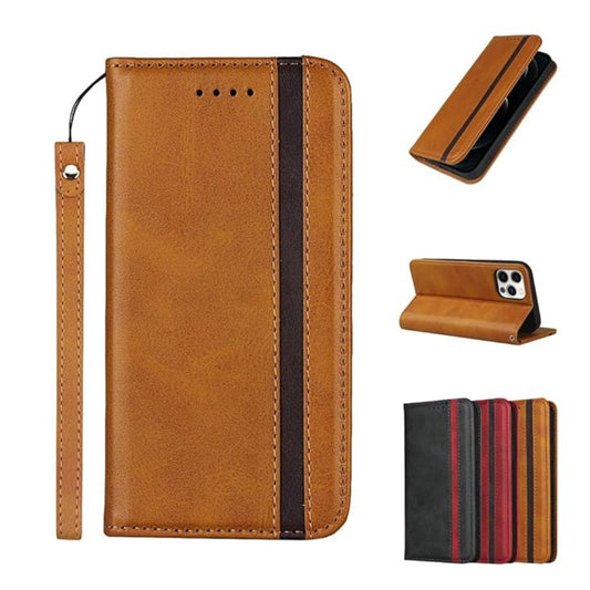 SailorTech for iPhone 12 / 12 Pro Premium PU Leather Folio Flip Cases with Wrist Strap Magnetic Closure Kickstand Card Slots Light Brown