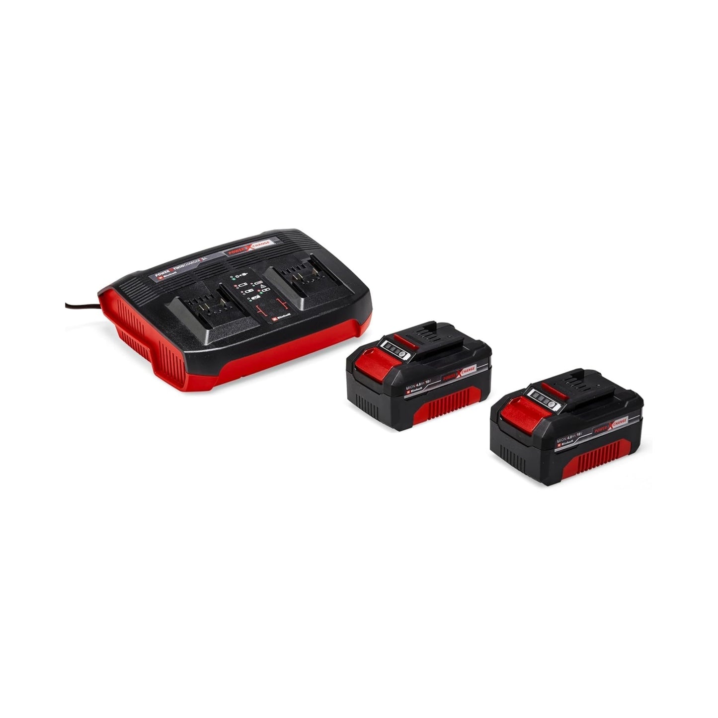 Like A New Einhell Power X-Change 18V, 3.0Ah Lithium-Ion Battery Twin Charger Starter Kit - 2 x 3.0Ah Batteries and Twincharger Set - Universally Compatible With All Einhell PXC Power Tools And Garden Machines